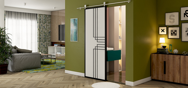 sliding bathroom door installation in Cutler